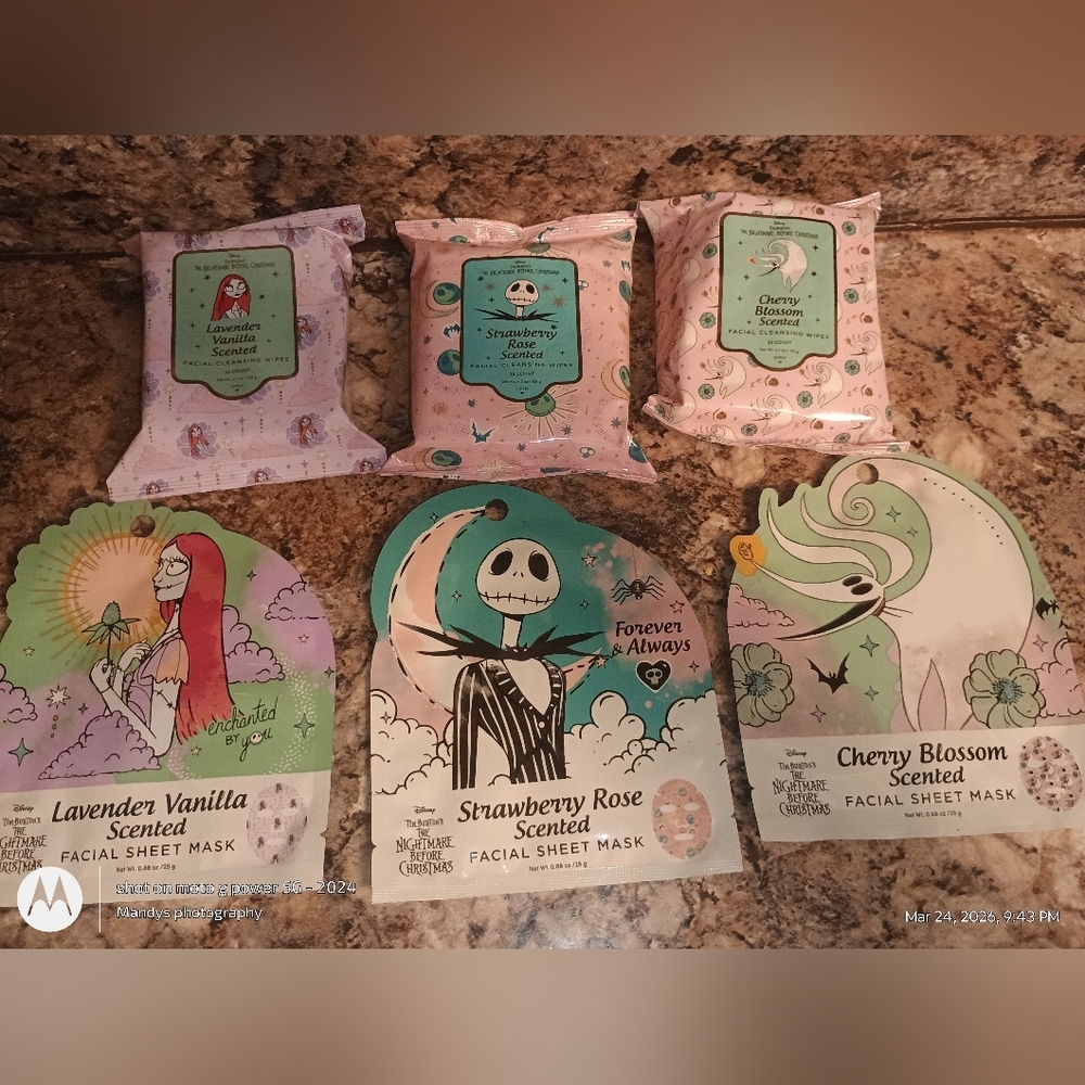 Nightmare before Christmas Disney beauty set New Face Mask Wipes Jack Skellingto